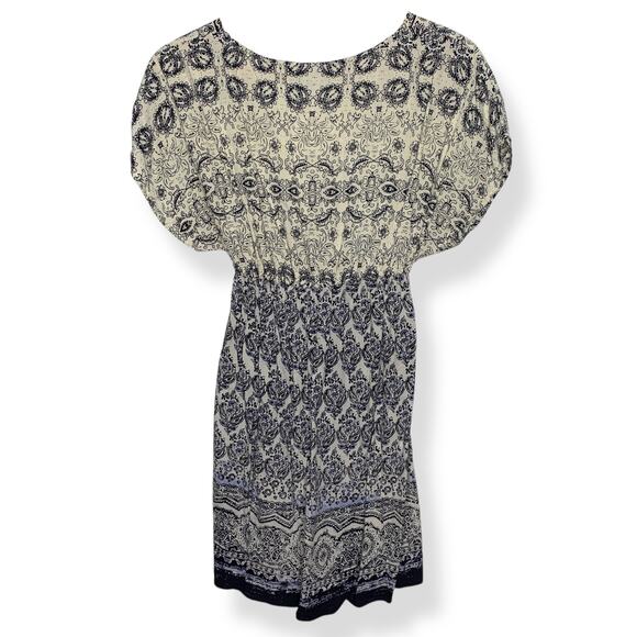 Angie women's blue white ikat print kimono sleeve mini dress Small - Picture 2 of 8